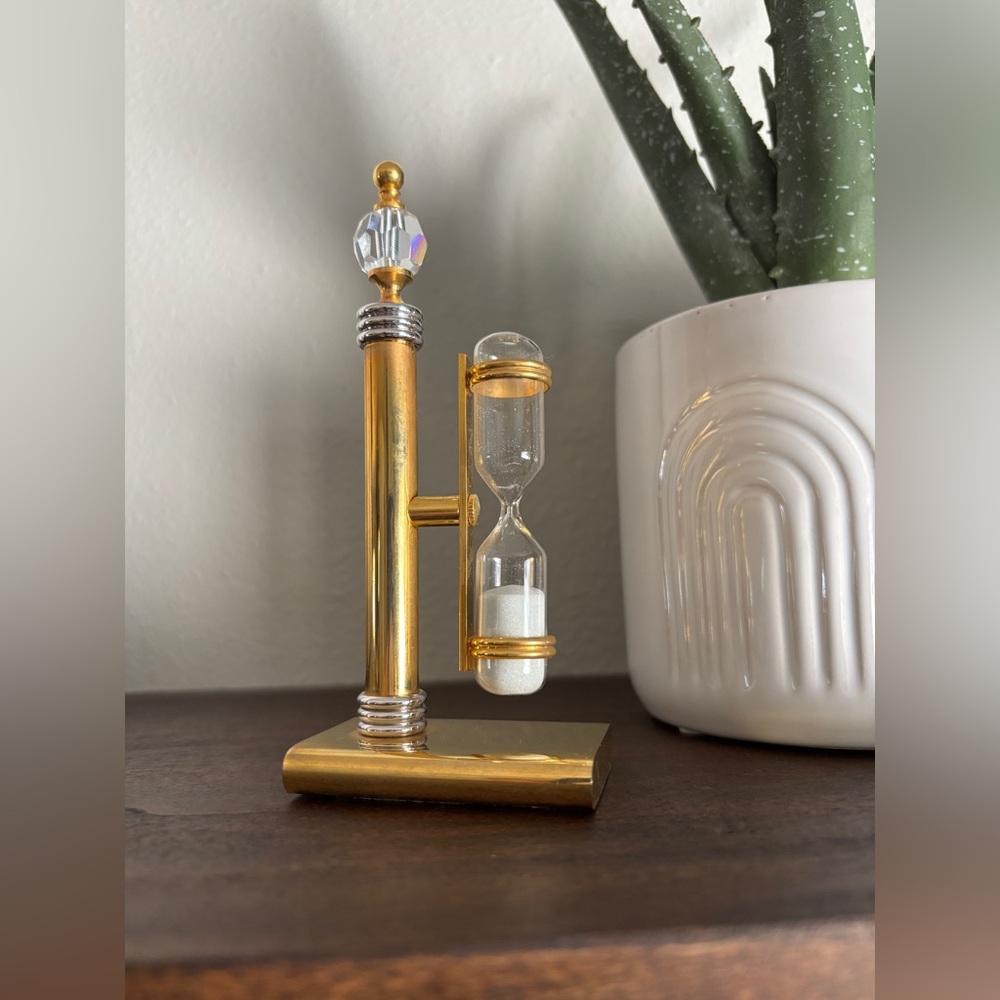 Vintage Premium Bright Brass Sand Timer 3 Minute White Sand Hour Glass